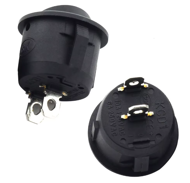 Round Rocker Switch On Off AC 3A/250V 6A/125V 2 Lug SPST On/Off 2 Pin Mini Boat Switch – KSH 40 at HIMASTORES Mombasa, Kenya – Top quality switches in Kenya. Best electronics shop in Kenya for Arduino, ESP32, Raspberry Pi, sensors and IoT devices.